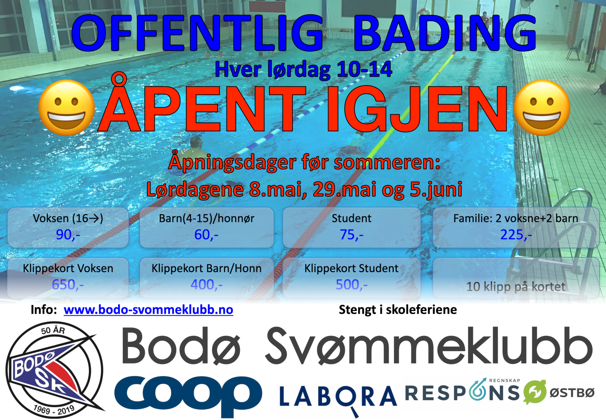ÅPENT IGJEN! Offentlig bading er igjen åpent lørdager 10-14